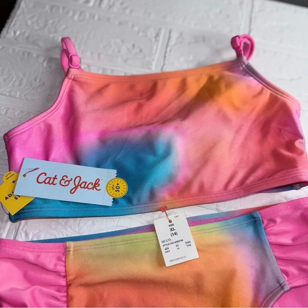New Cat & Jack Colorful Tie-Dye Bikini Set Size XL (14)